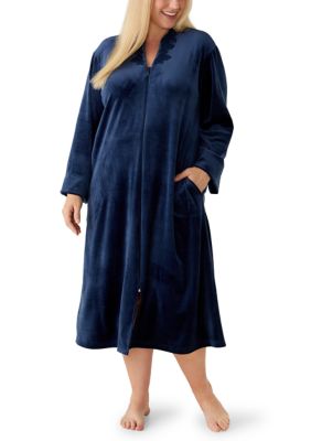 Miss Elaine Women's Luxe Fleece Long Zip Robe