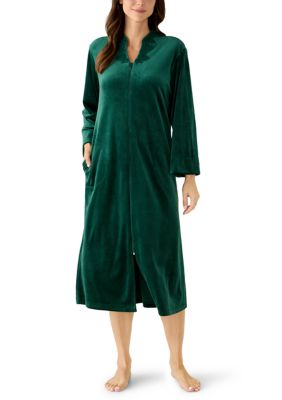 Miss Elaine Women's Luxe Fleece Long Zip Robe, XL