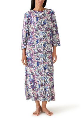 Miss Elaine Women's Interlock Long Zip Robe