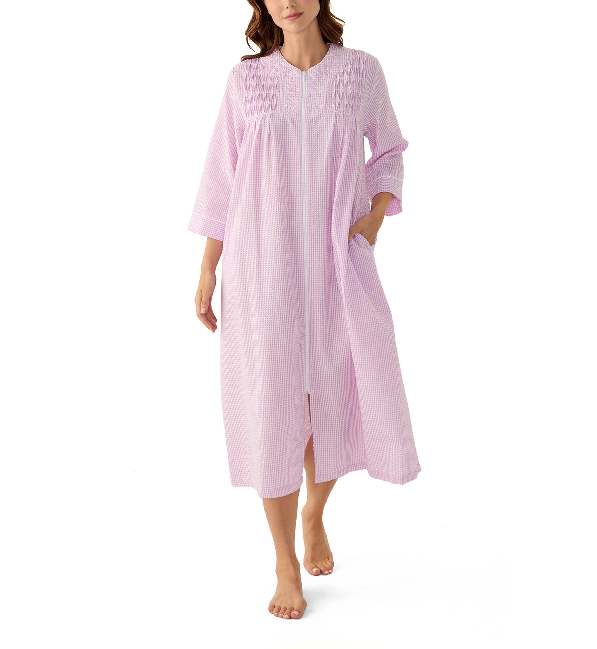 Seersucker Long Zip Robe