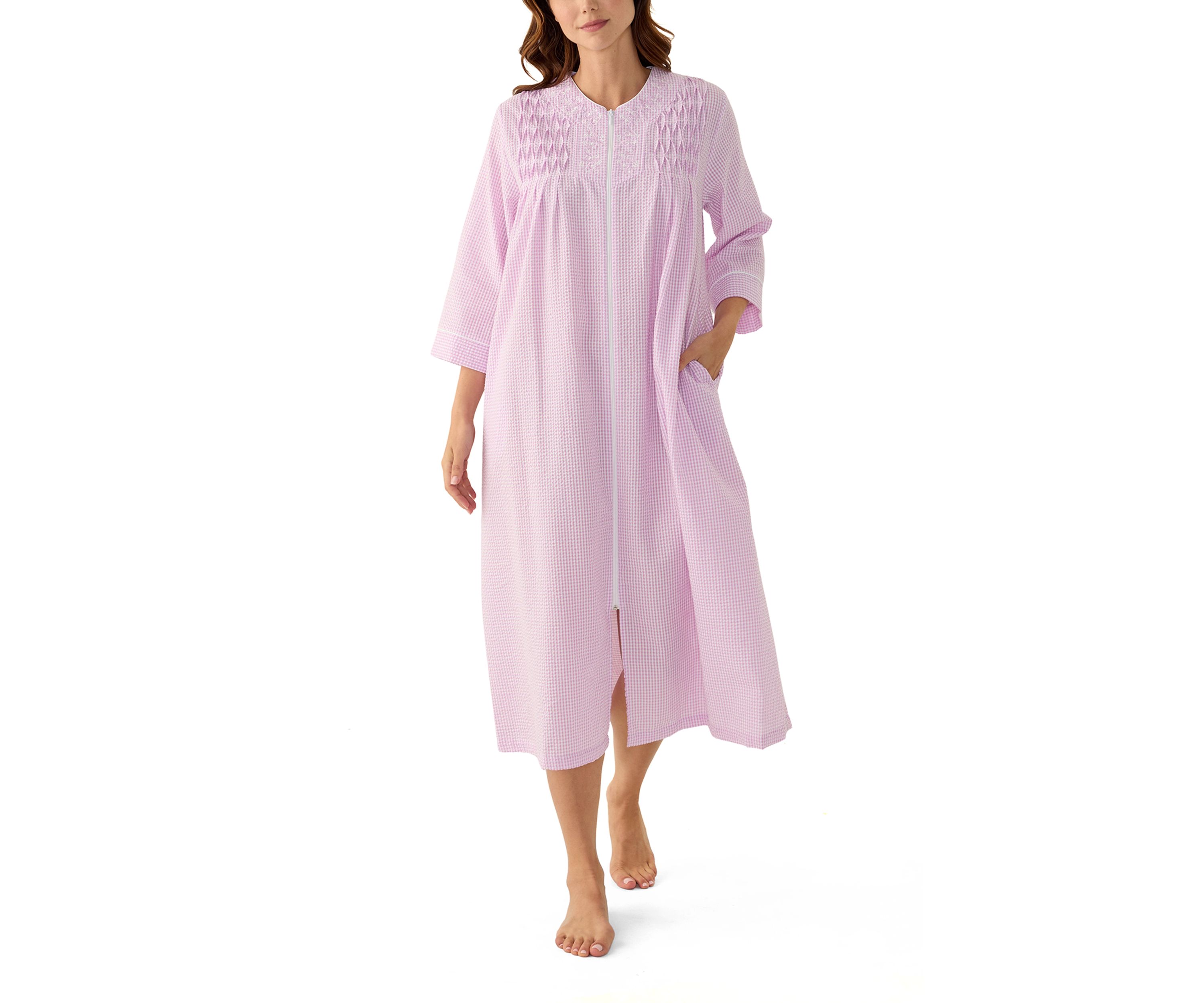 Seersucker Long Zip Robe
