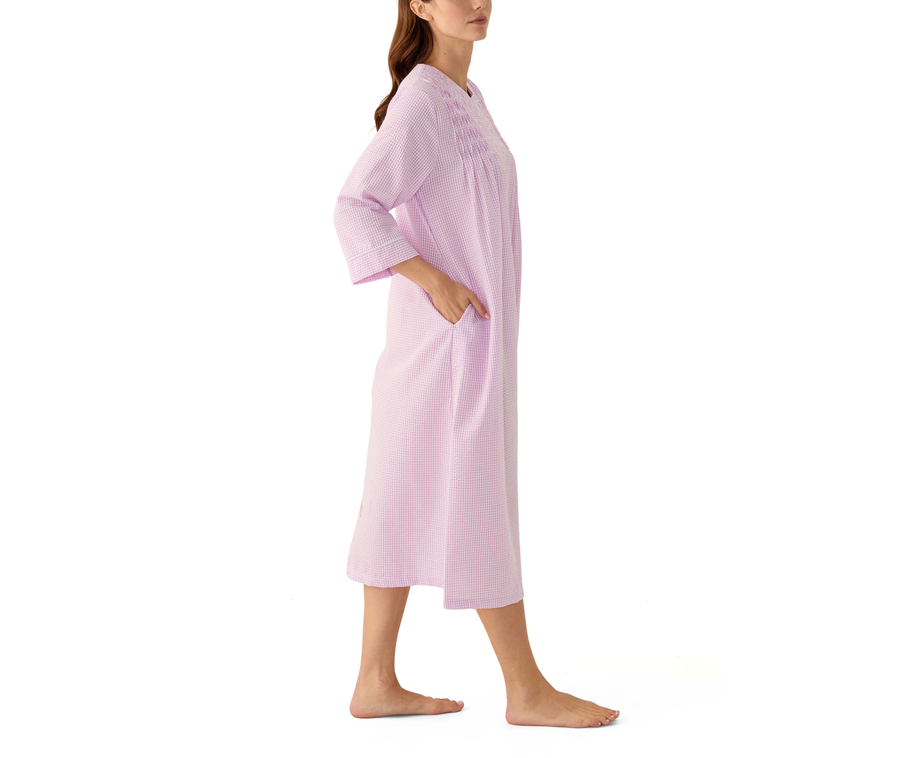 Seersucker Long Zip Robe