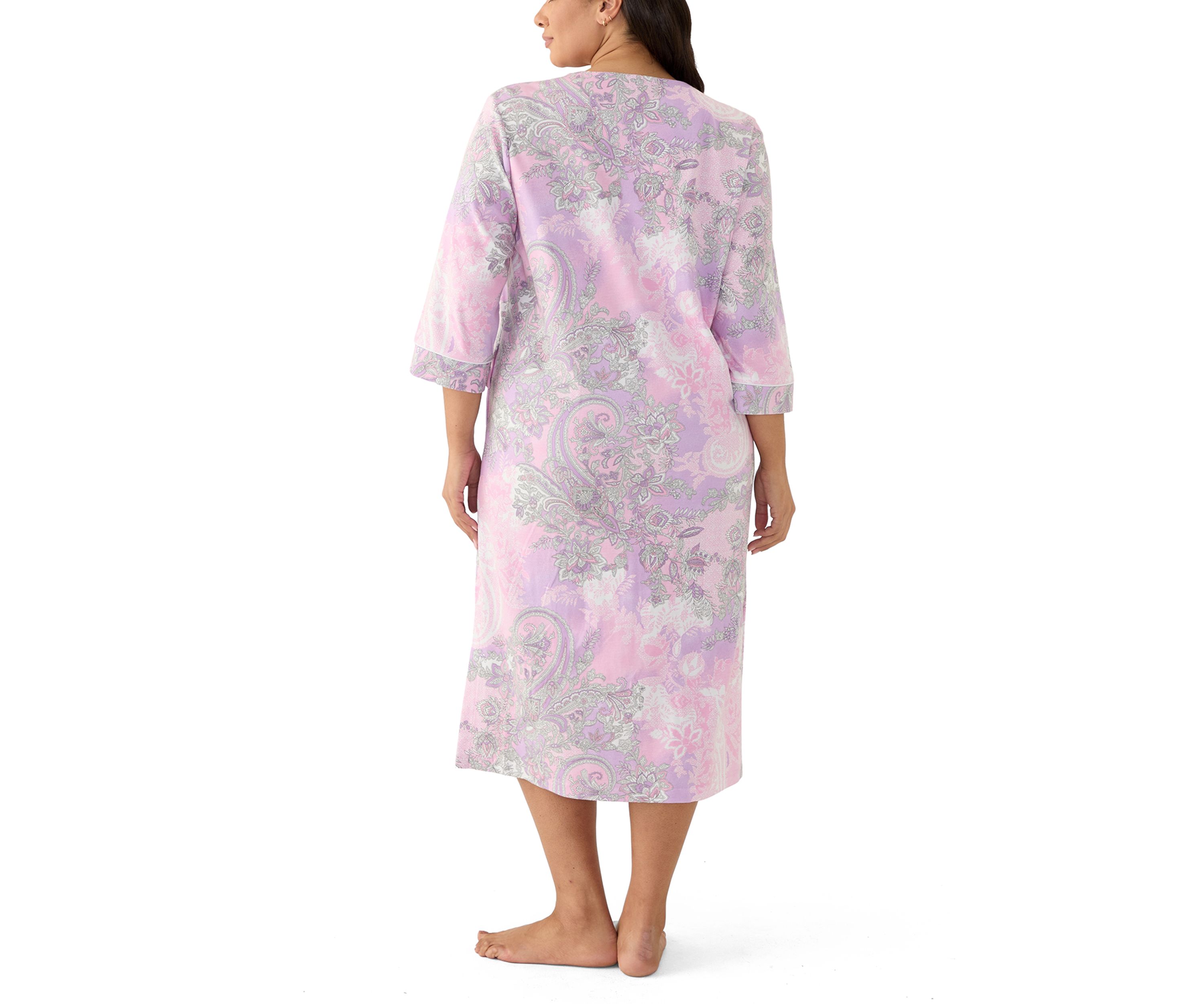 Plus Size Interlock Long Zip Robe