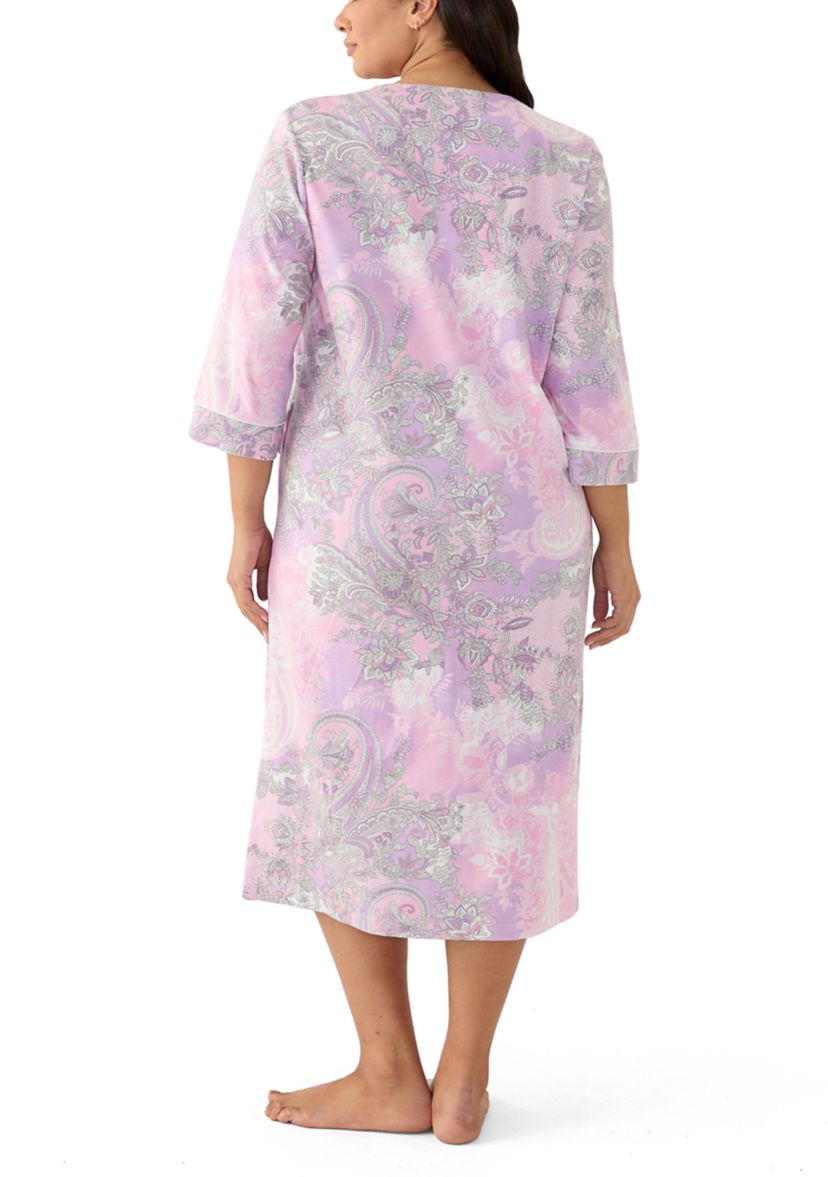 Plus Size Interlock Long Zip Robe