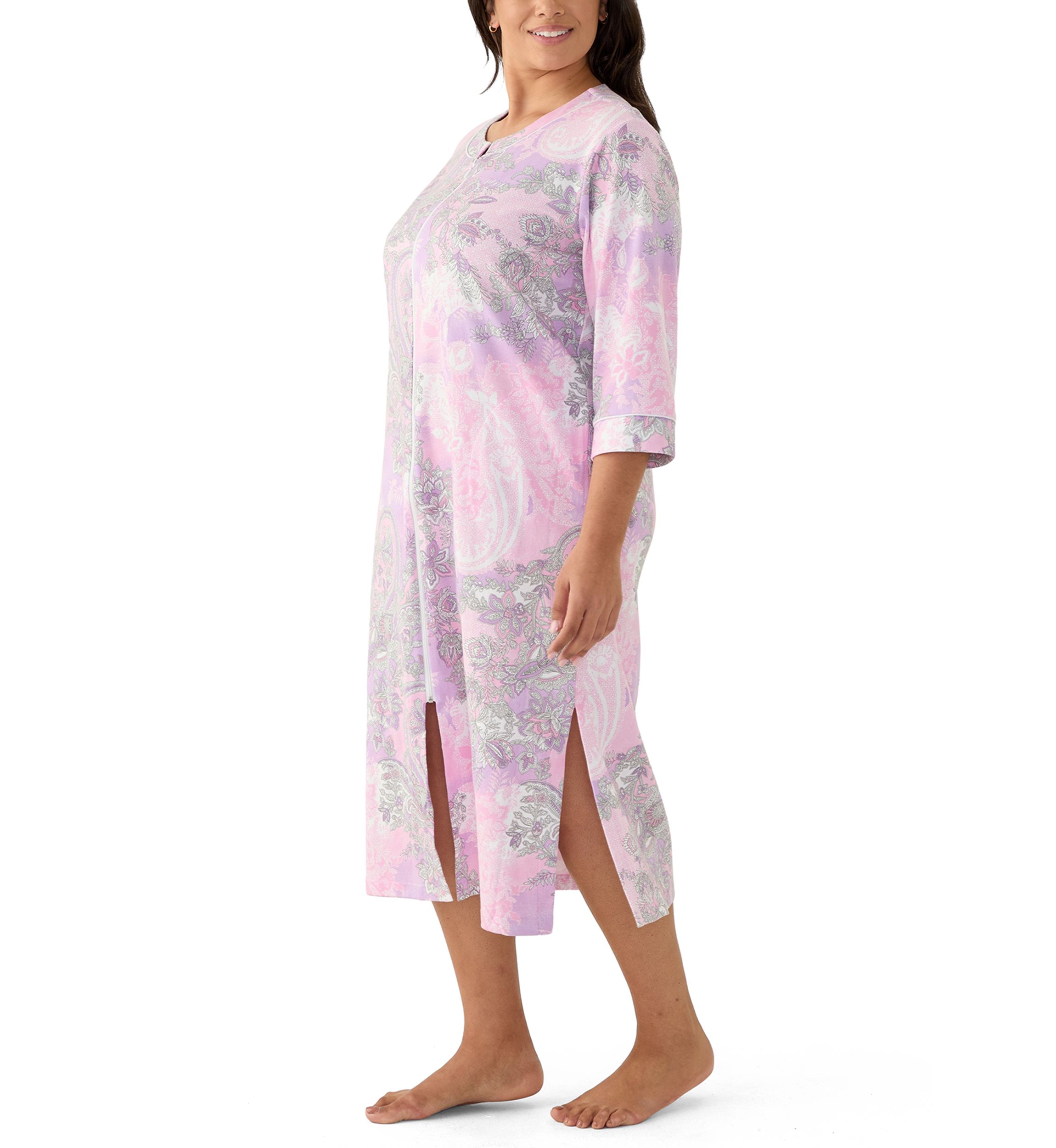 Miss Elaine Plus Size Interlock Long Zip Robe | Belk