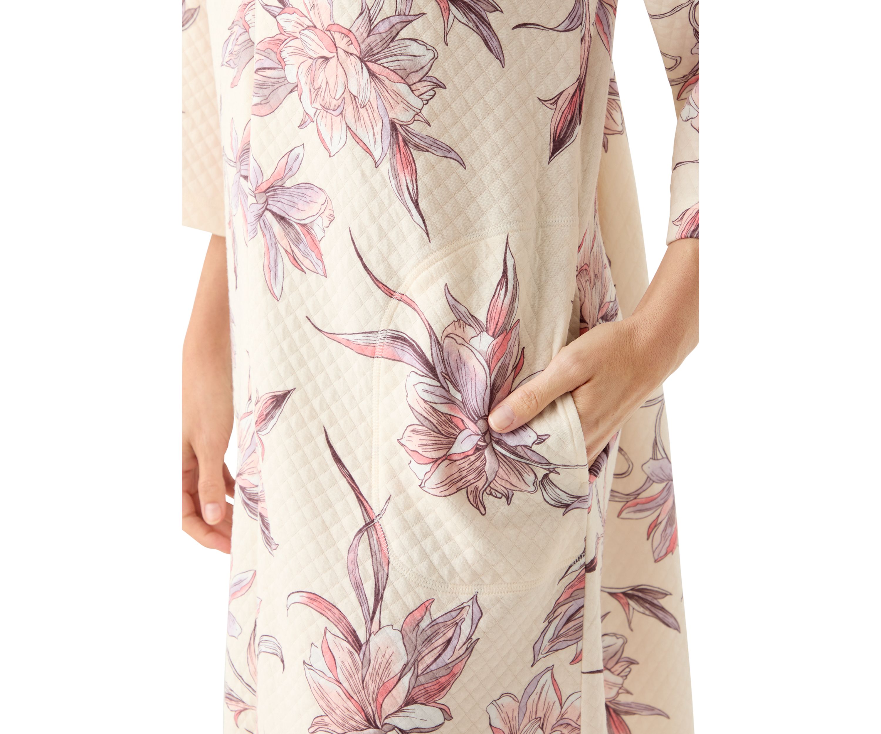 Womens Long Quilted Knit Zip Robe