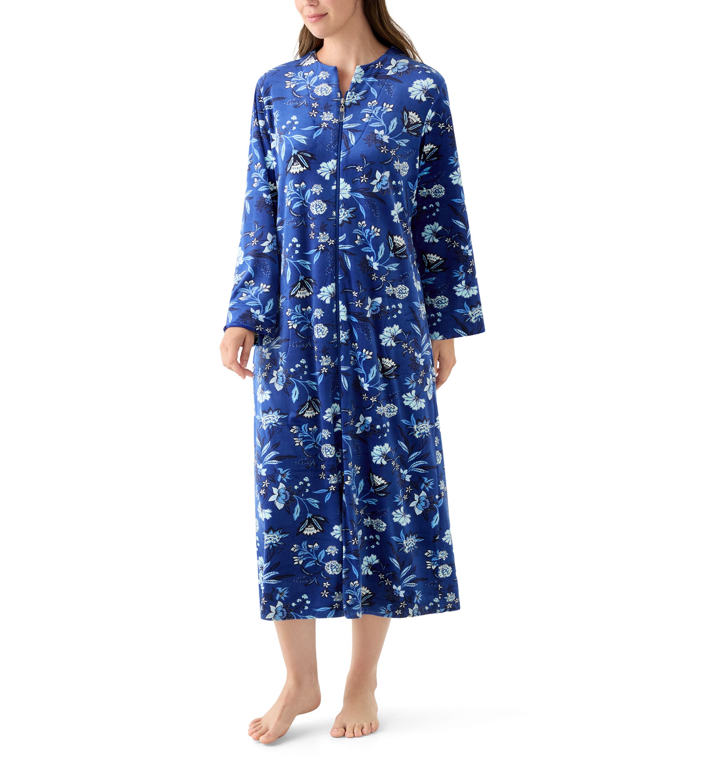Womens Luxe Fleece Long Zip Robe
