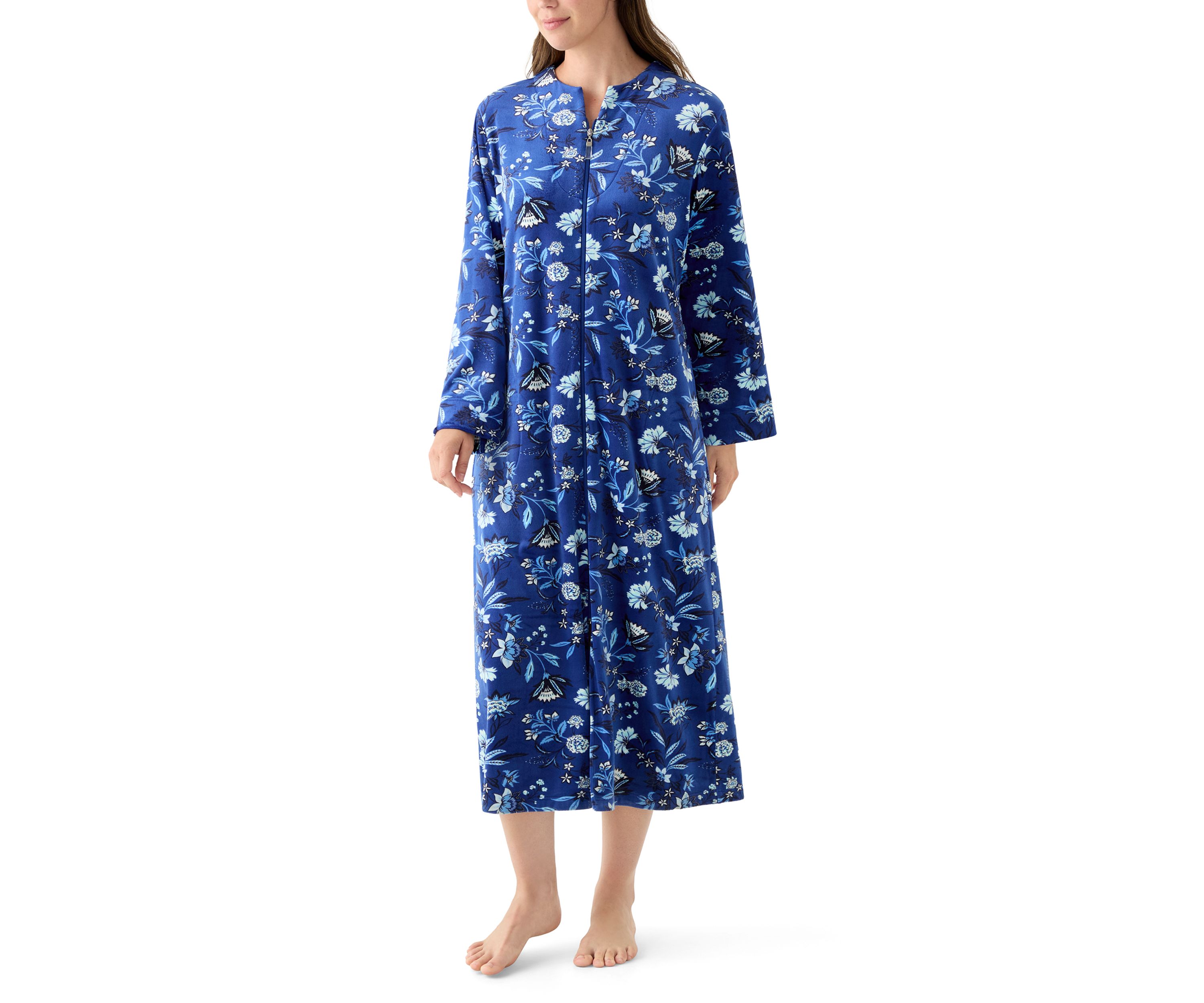 Womens Luxe Fleece Long Zip Robe