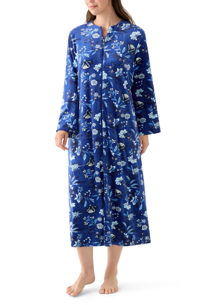 Womens Luxe Fleece Long Zip Robe