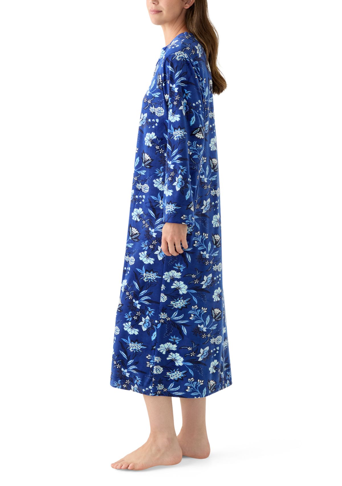 Womens Luxe Fleece Long Zip Robe