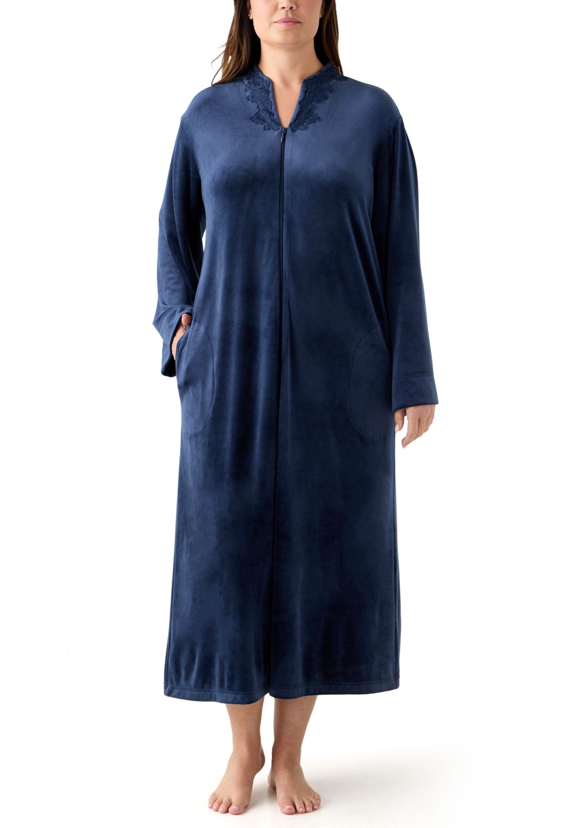 Plus Size Luxe Fleece Long Zip Robe