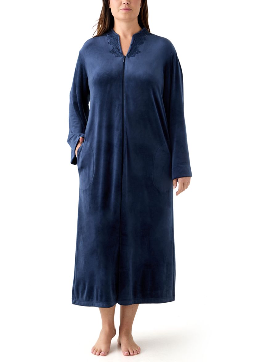 Plus Size Luxe Fleece Long Zip Robe