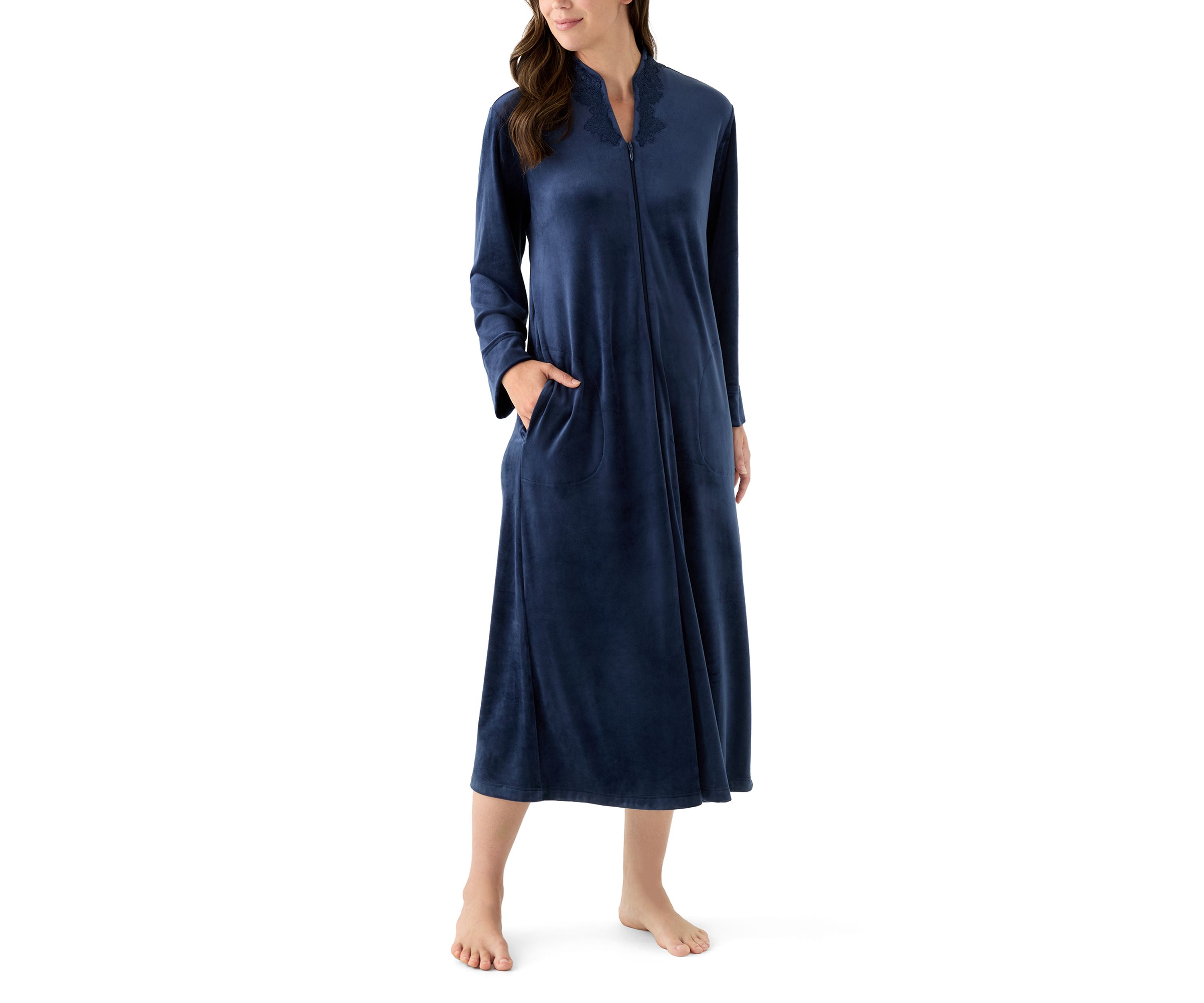 Womens Luxe Fleece Long Zip Robe