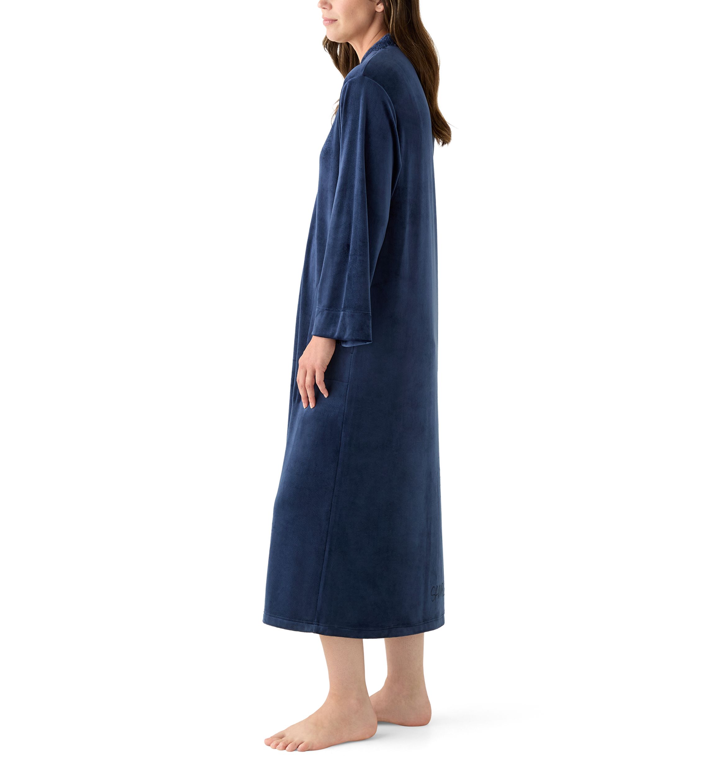 Womens Luxe Fleece Long Zip Robe