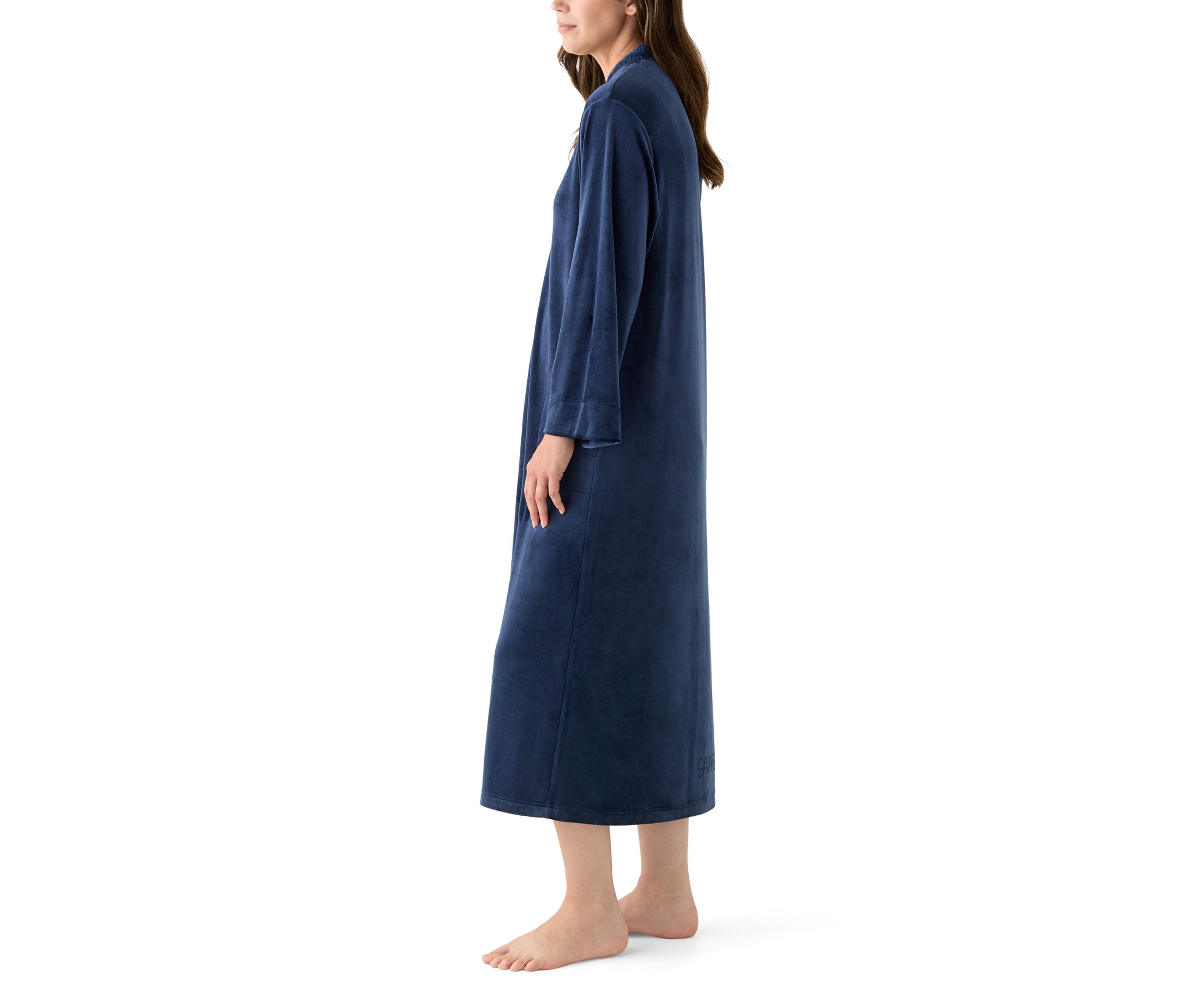 Womens Luxe Fleece Long Zip Robe