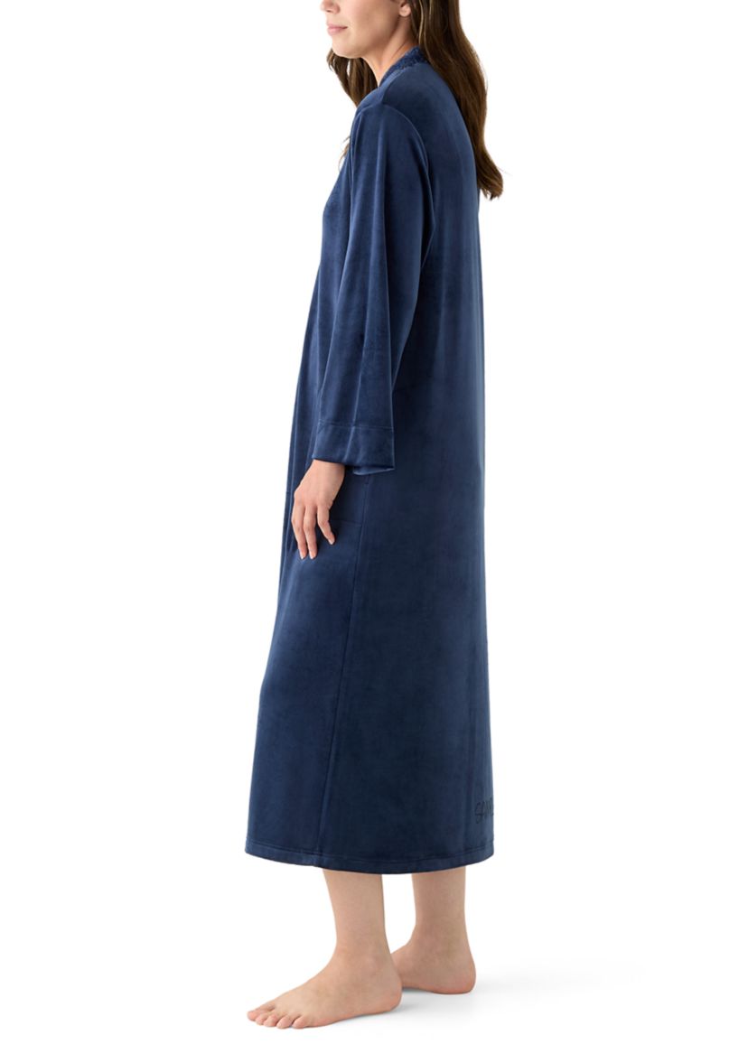 Womens Luxe Fleece Long Zip Robe