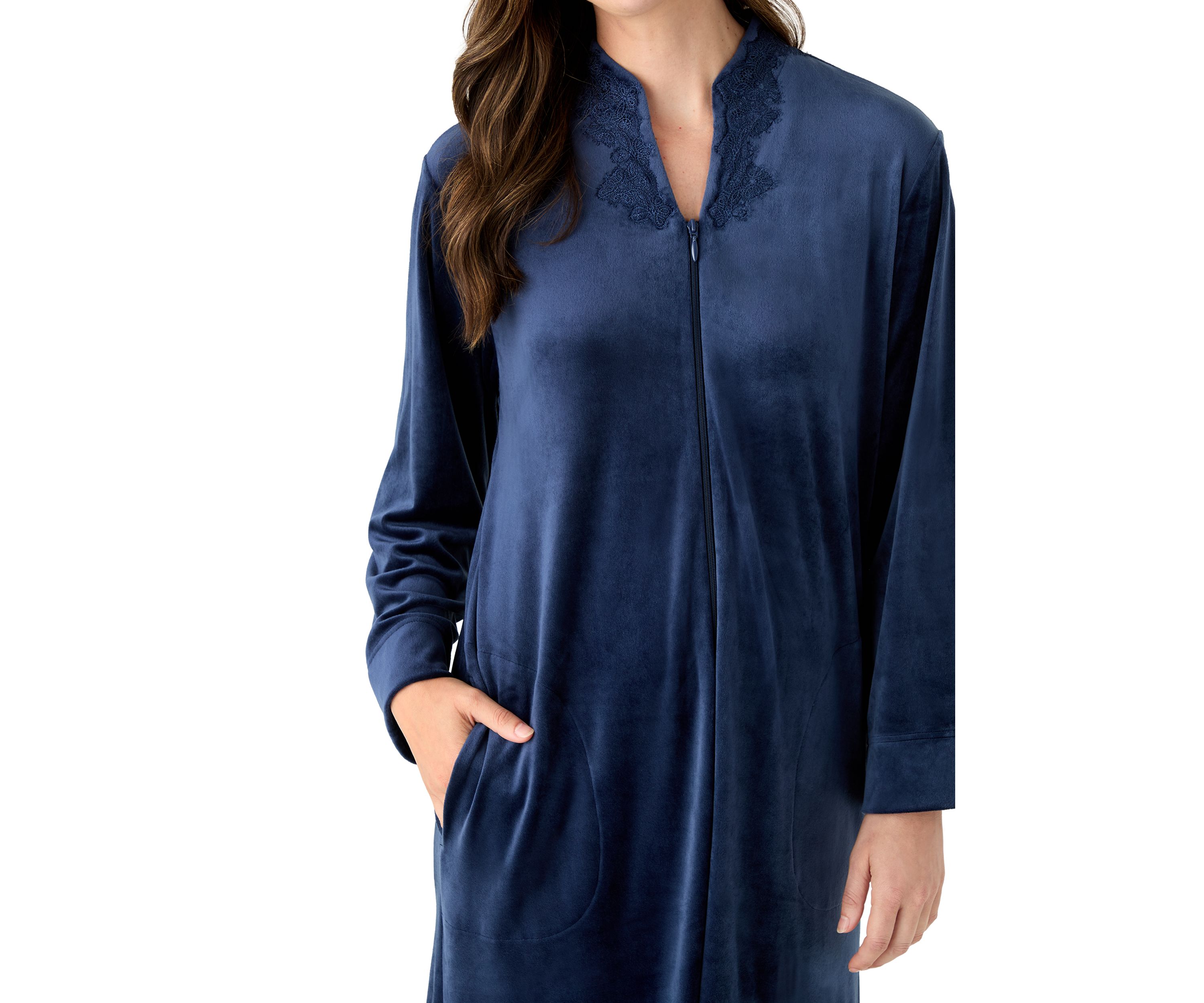 Womens Luxe Fleece Long Zip Robe