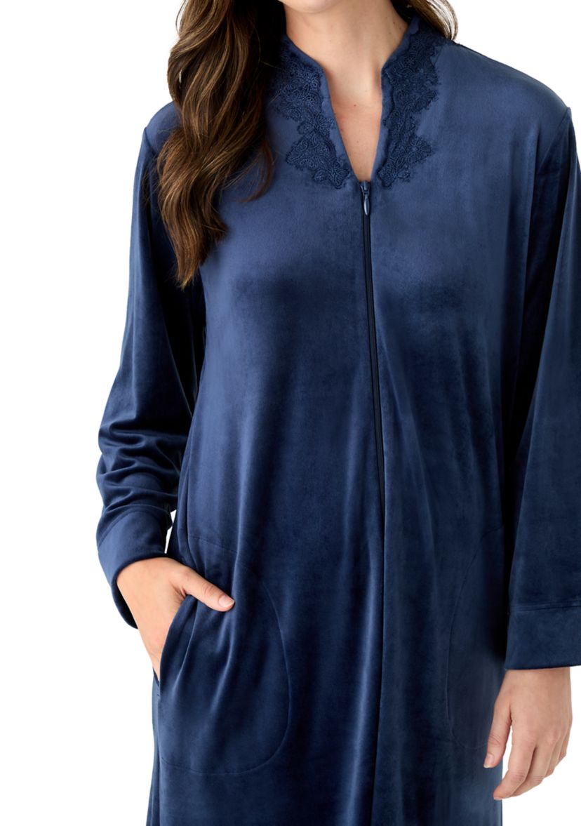 Womens Luxe Fleece Long Zip Robe