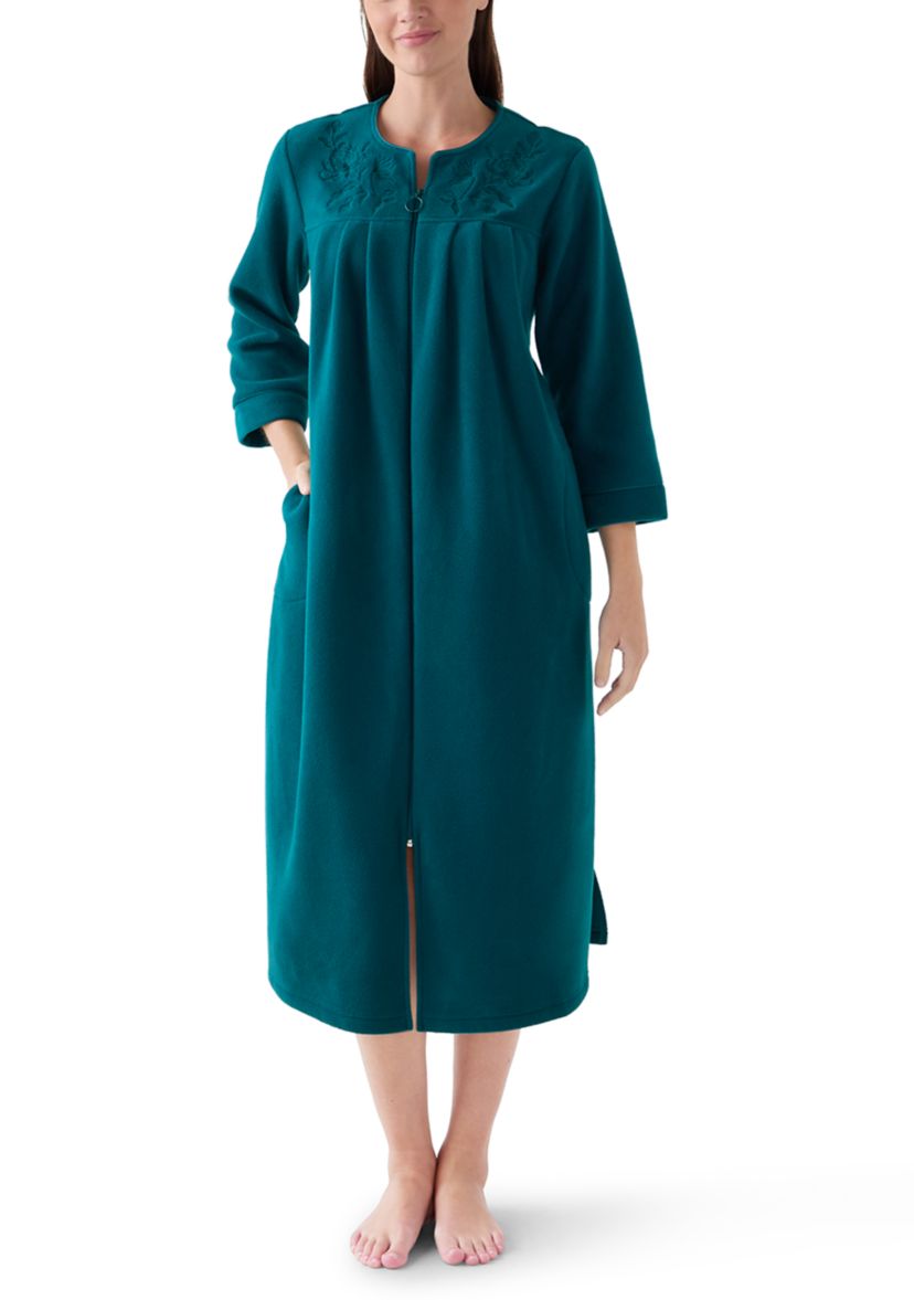 Womens Micro Fleece Long Zip Robe