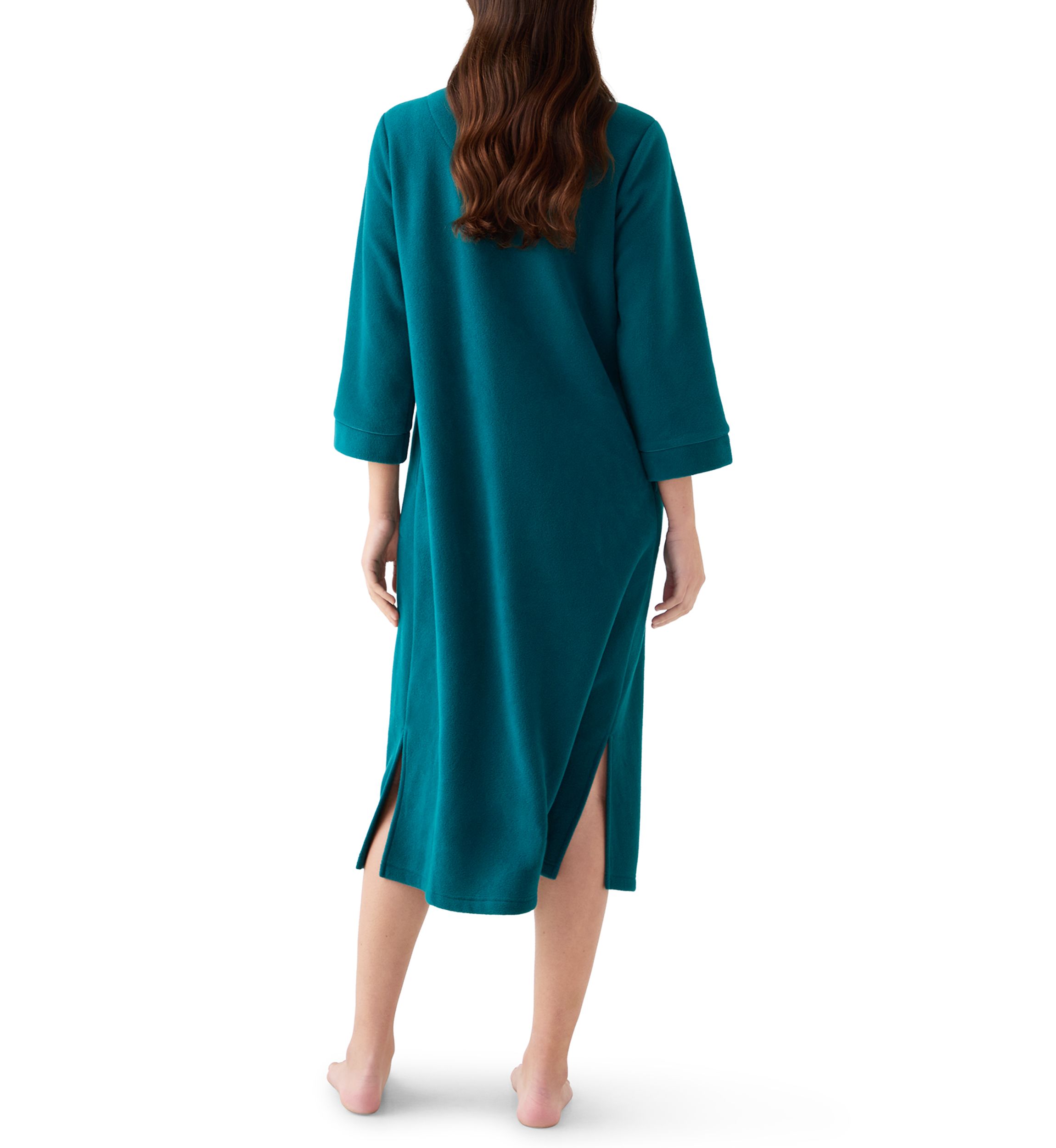 Womens Micro Fleece Long Zip Robe