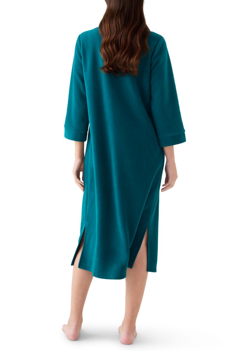 Womens Micro Fleece Long Zip Robe