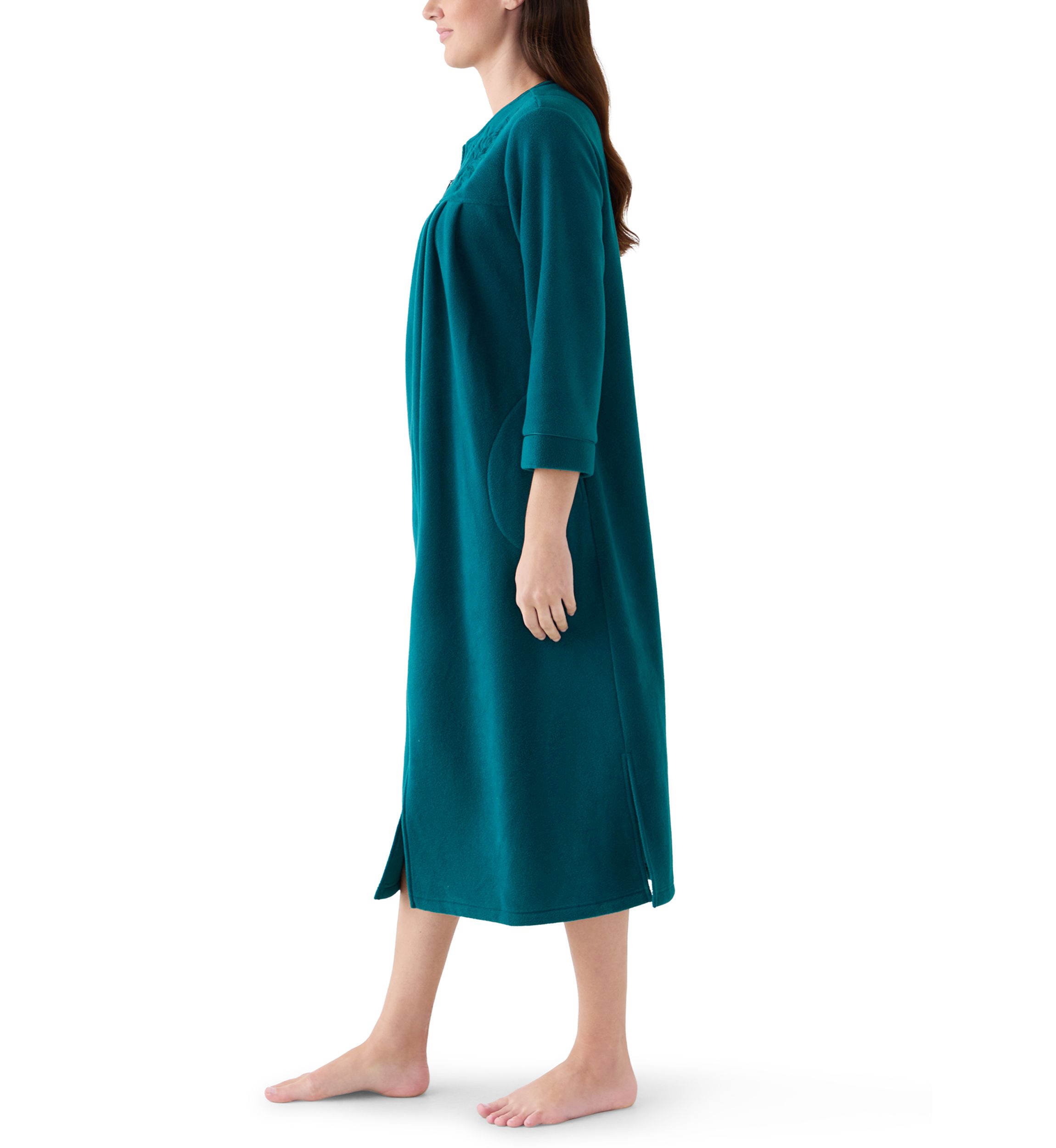 Womens Micro Fleece Long Zip Robe