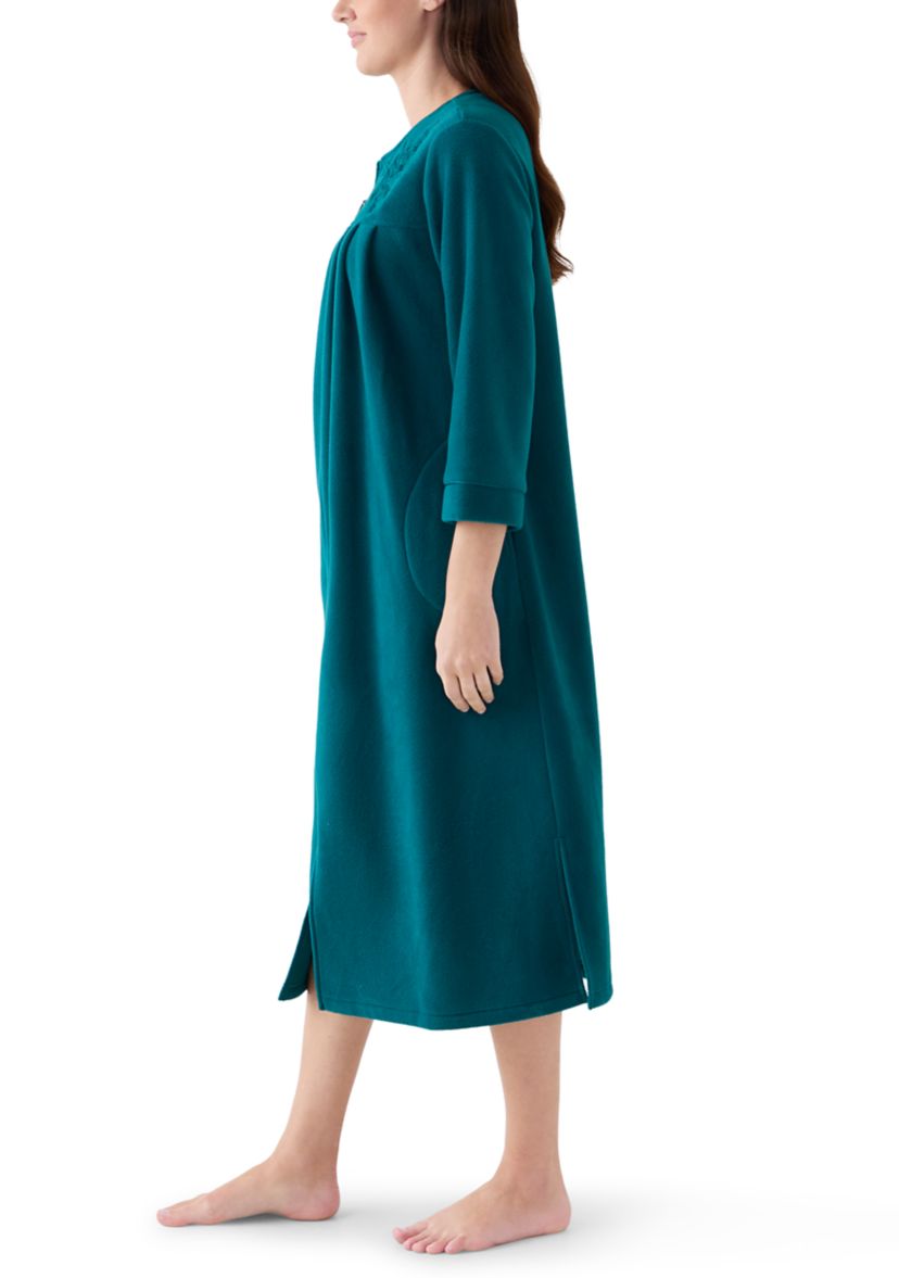 Womens Micro Fleece Long Zip Robe