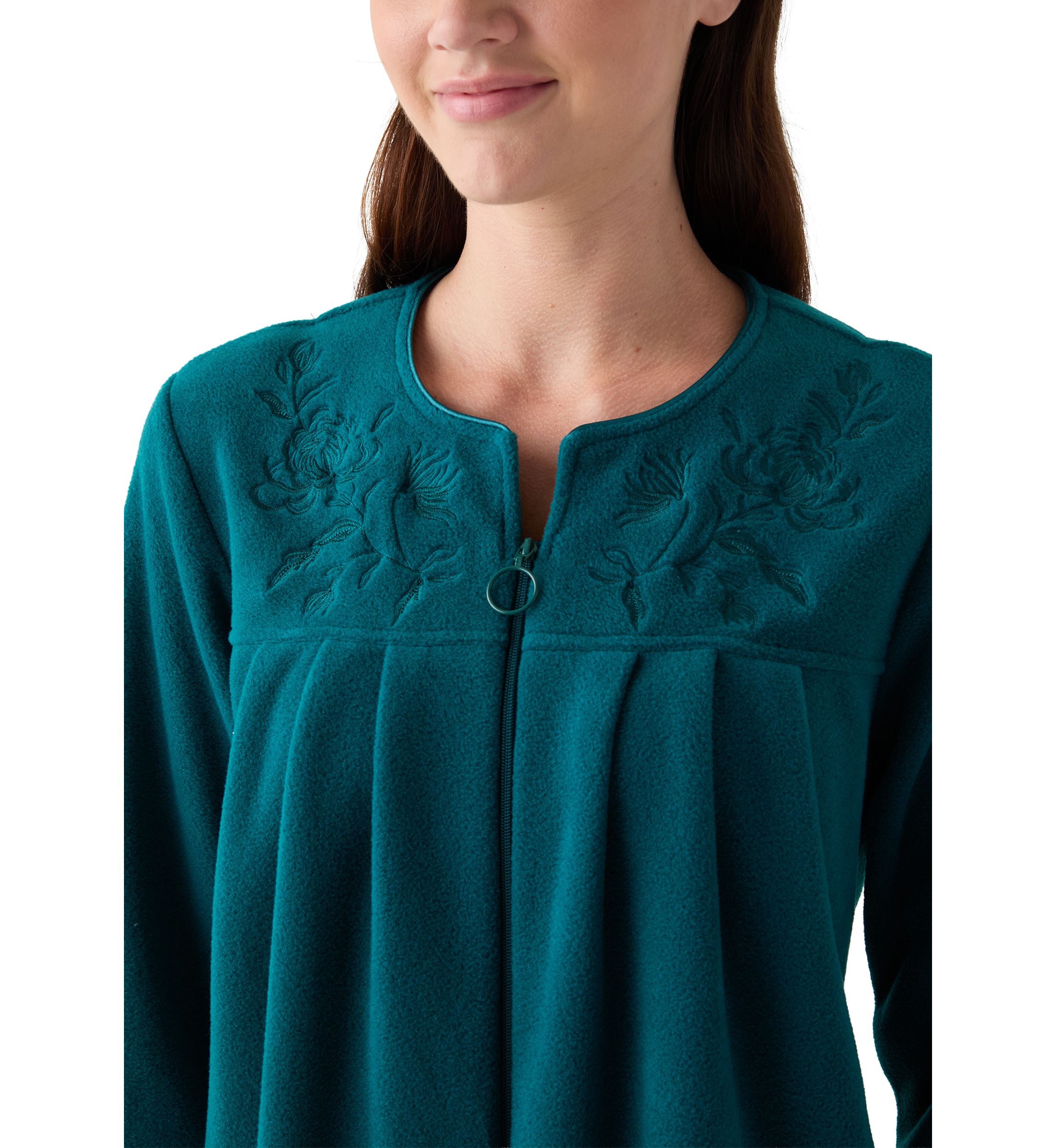 Womens Micro Fleece Long Zip Robe