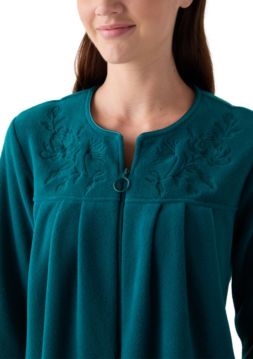 Womens Micro Fleece Long Zip Robe