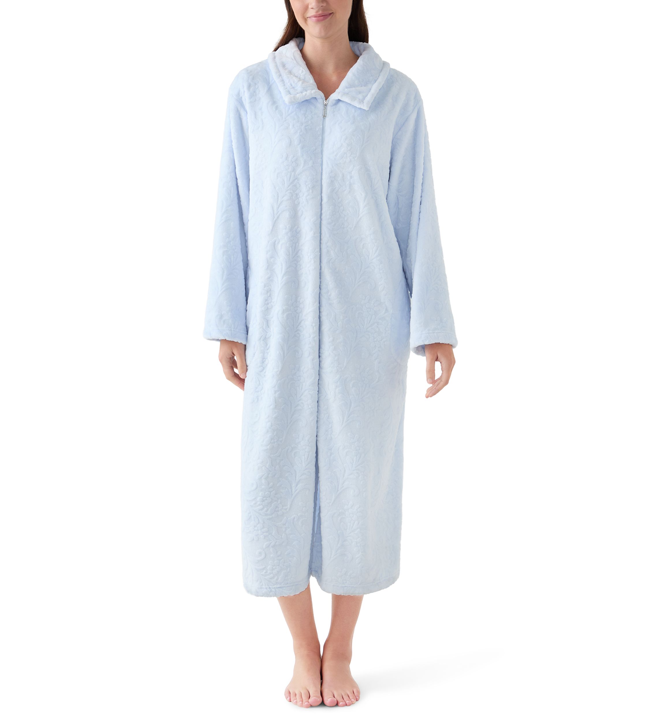Womens French Fleece Long Zip Robe