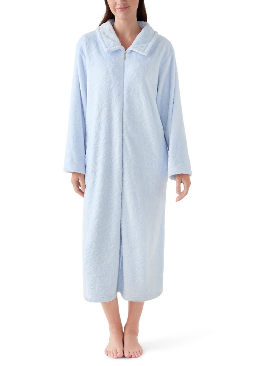 Womens French Fleece Long Zip Robe