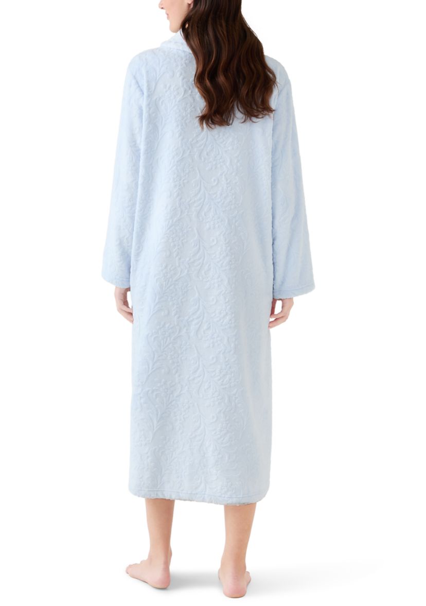 Womens French Fleece Long Zip Robe