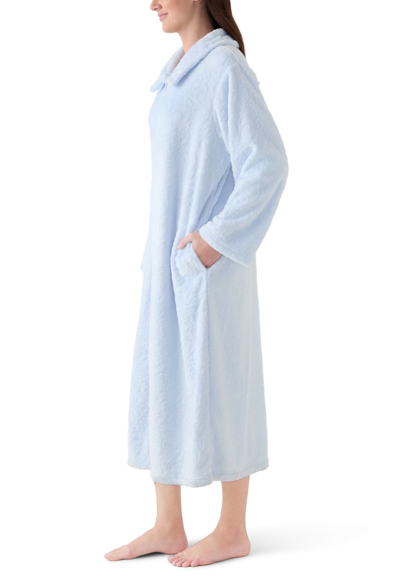 Womens French Fleece Long Zip Robe