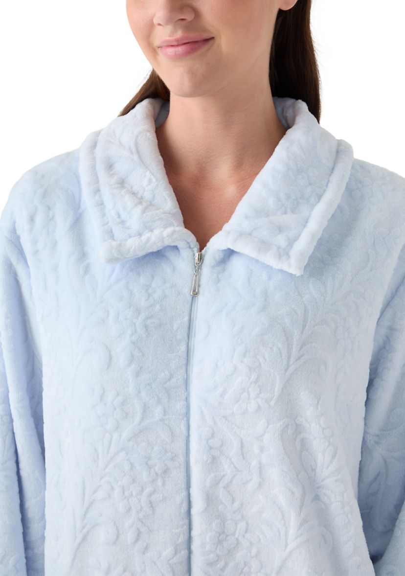 Womens French Fleece Long Zip Robe
