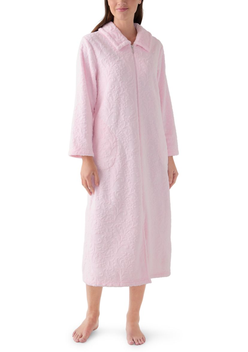 Womens French Fleece Long Zip Robe