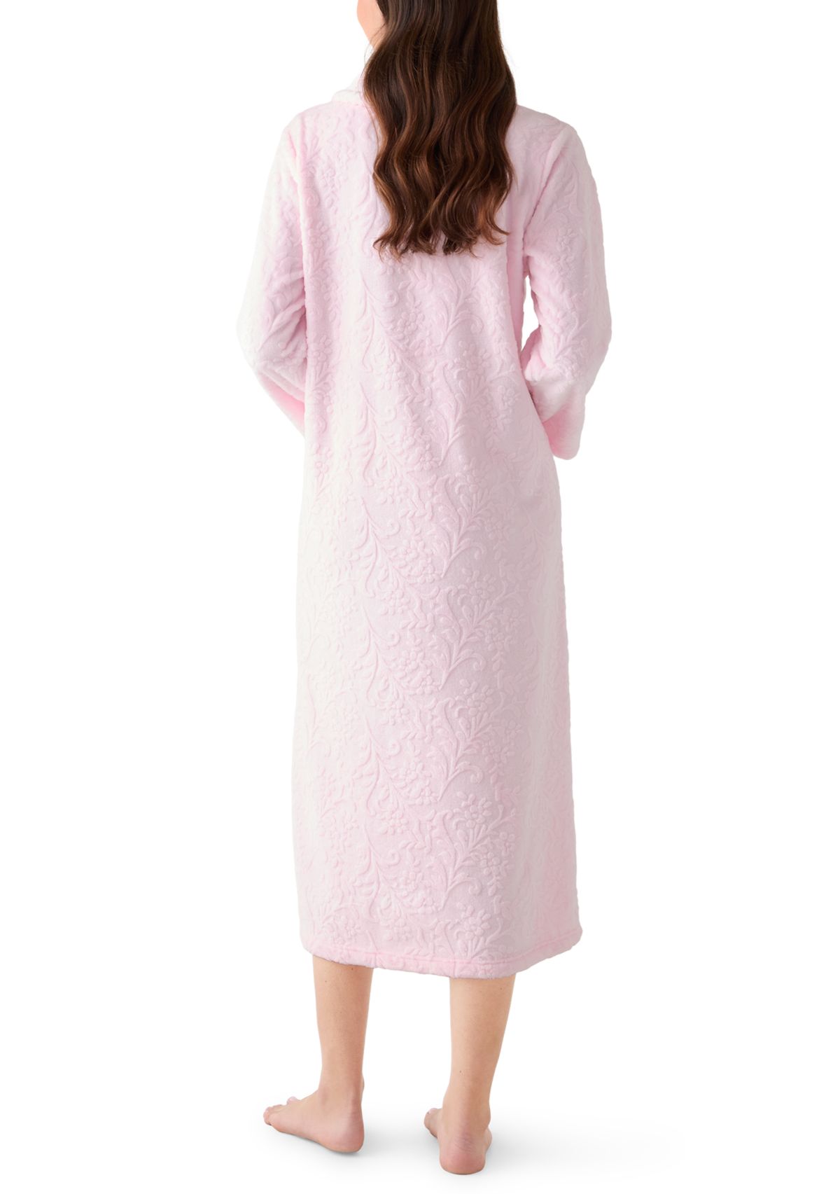 Womens French Fleece Long Zip Robe