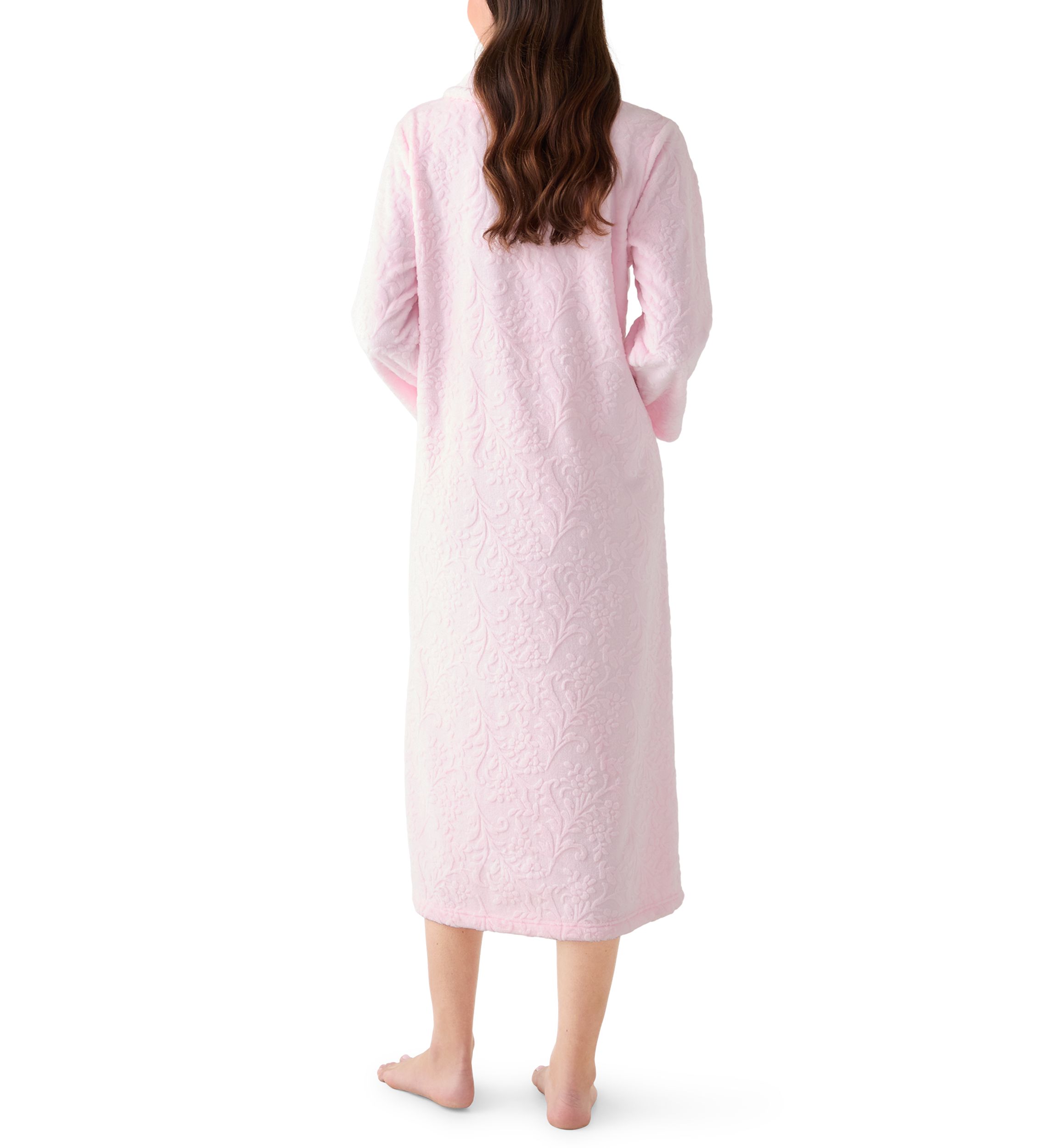 Womens French Fleece Long Zip Robe