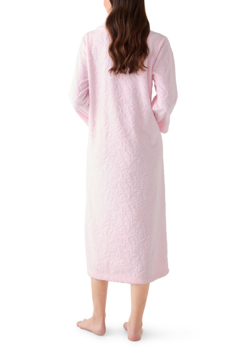Womens French Fleece Long Zip Robe