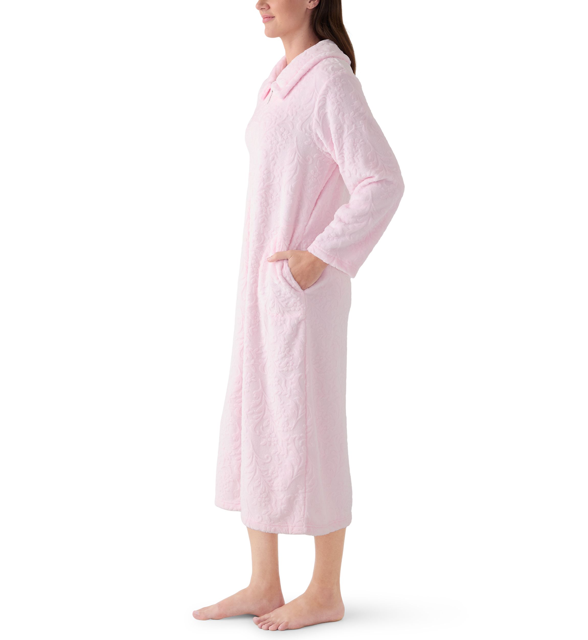 Womens French Fleece Long Zip Robe