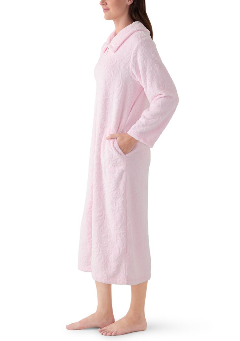 Womens French Fleece Long Zip Robe