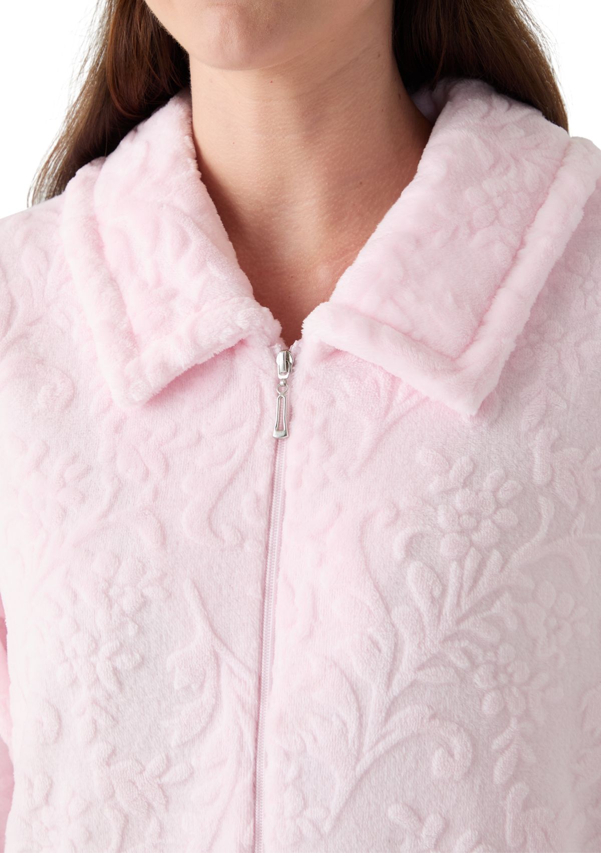 Womens French Fleece Long Zip Robe