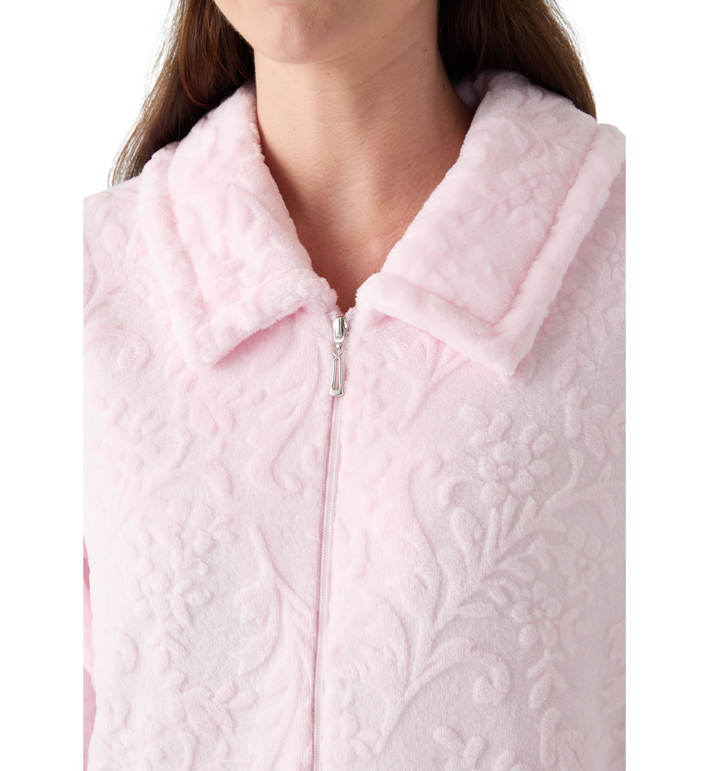 Womens French Fleece Long Zip Robe