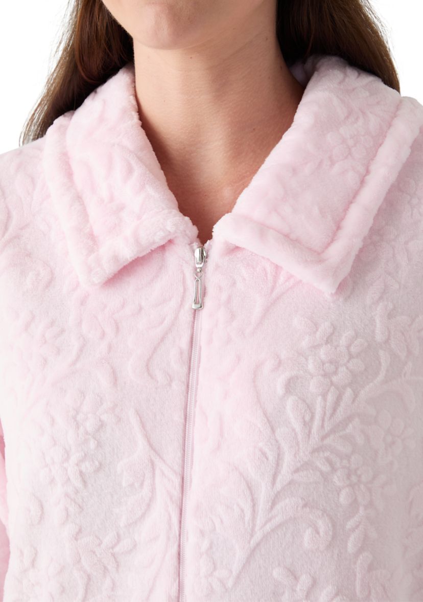 Womens French Fleece Long Zip Robe
