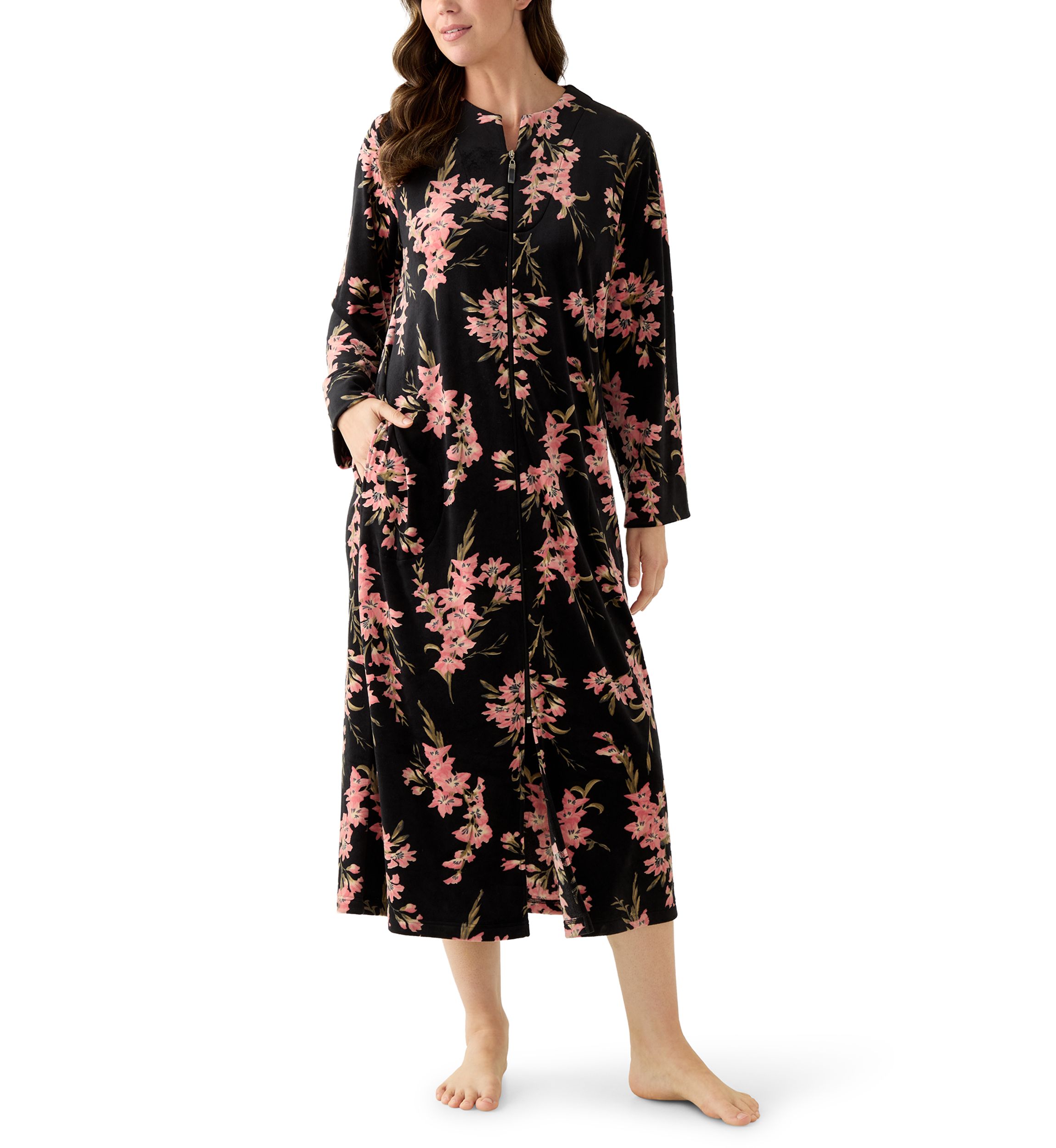 Womens Luxe Fleece Long Zip Robe