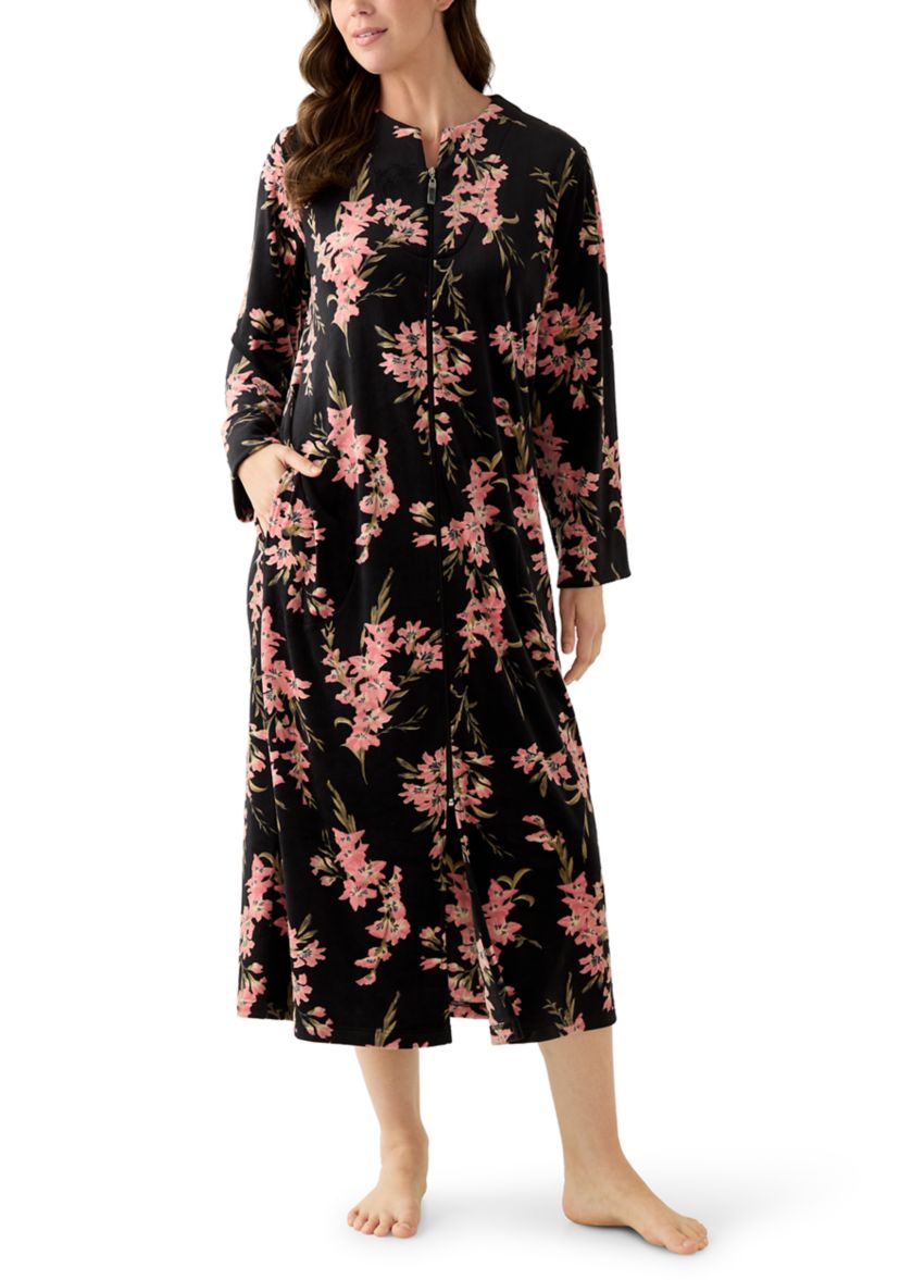 Womens Luxe Fleece Long Zip Robe