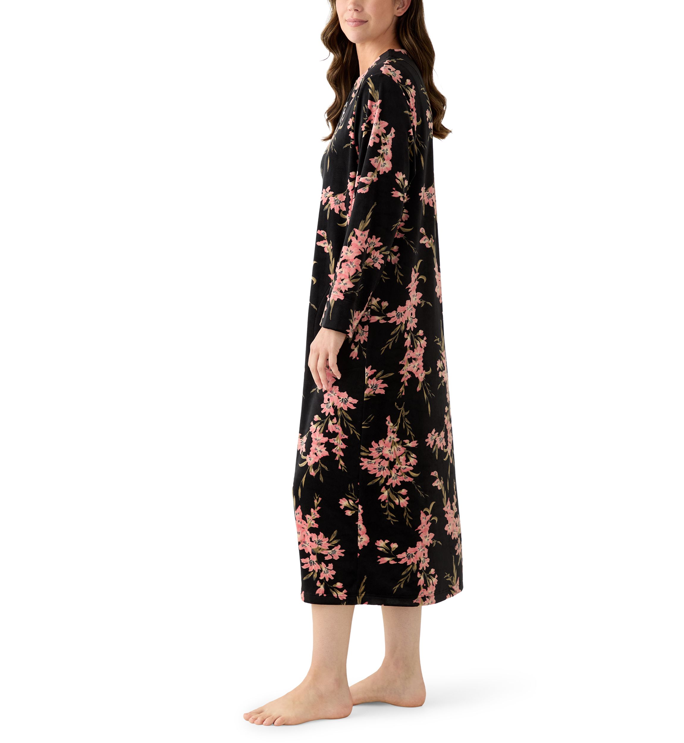 Womens Luxe Fleece Long Zip Robe