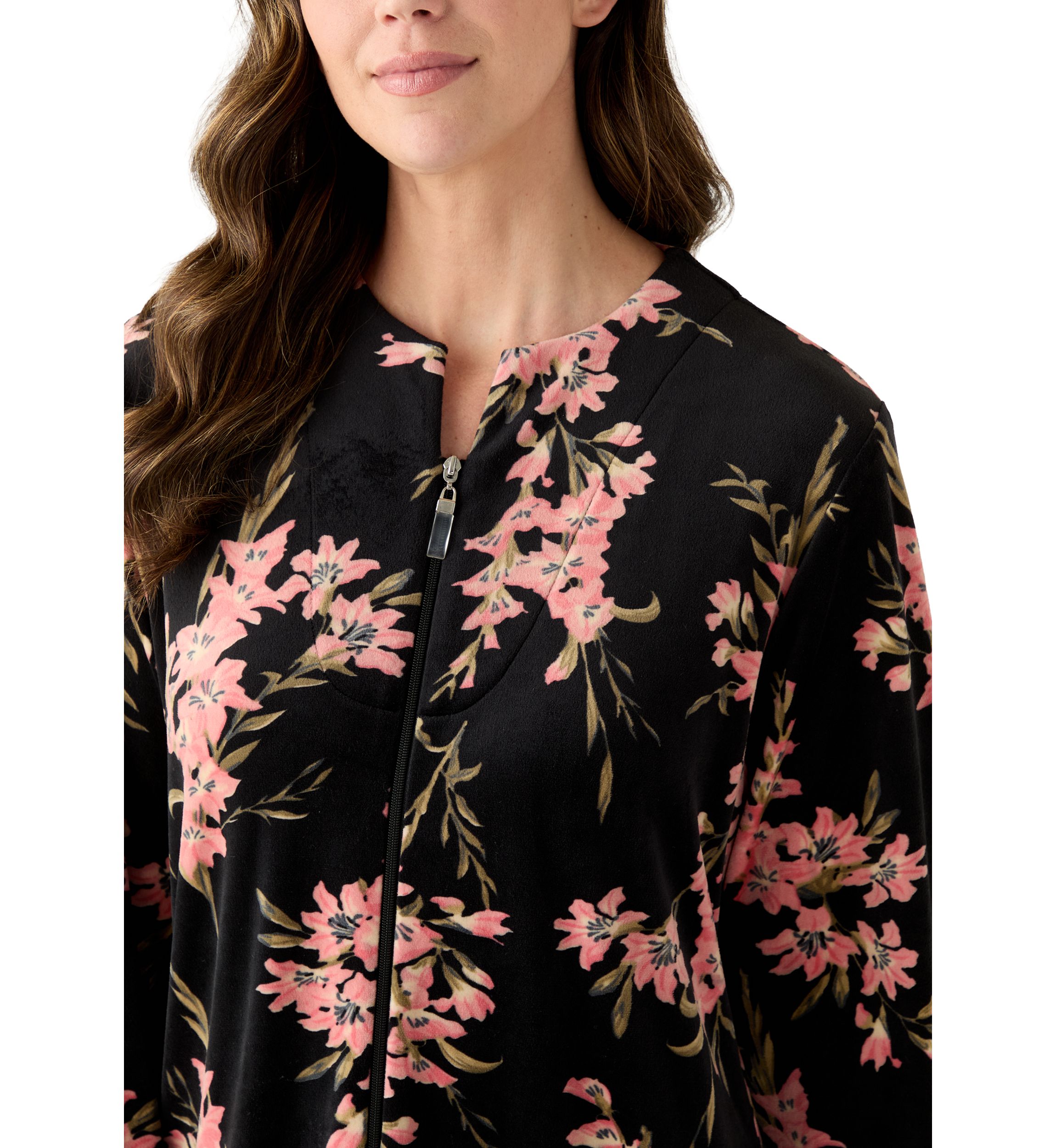 Womens Luxe Fleece Long Zip Robe