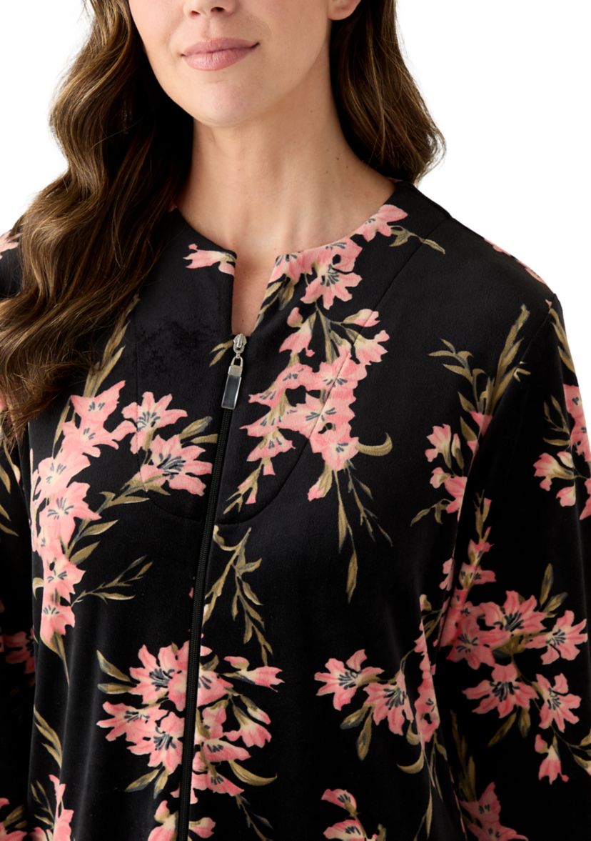 Womens Luxe Fleece Long Zip Robe