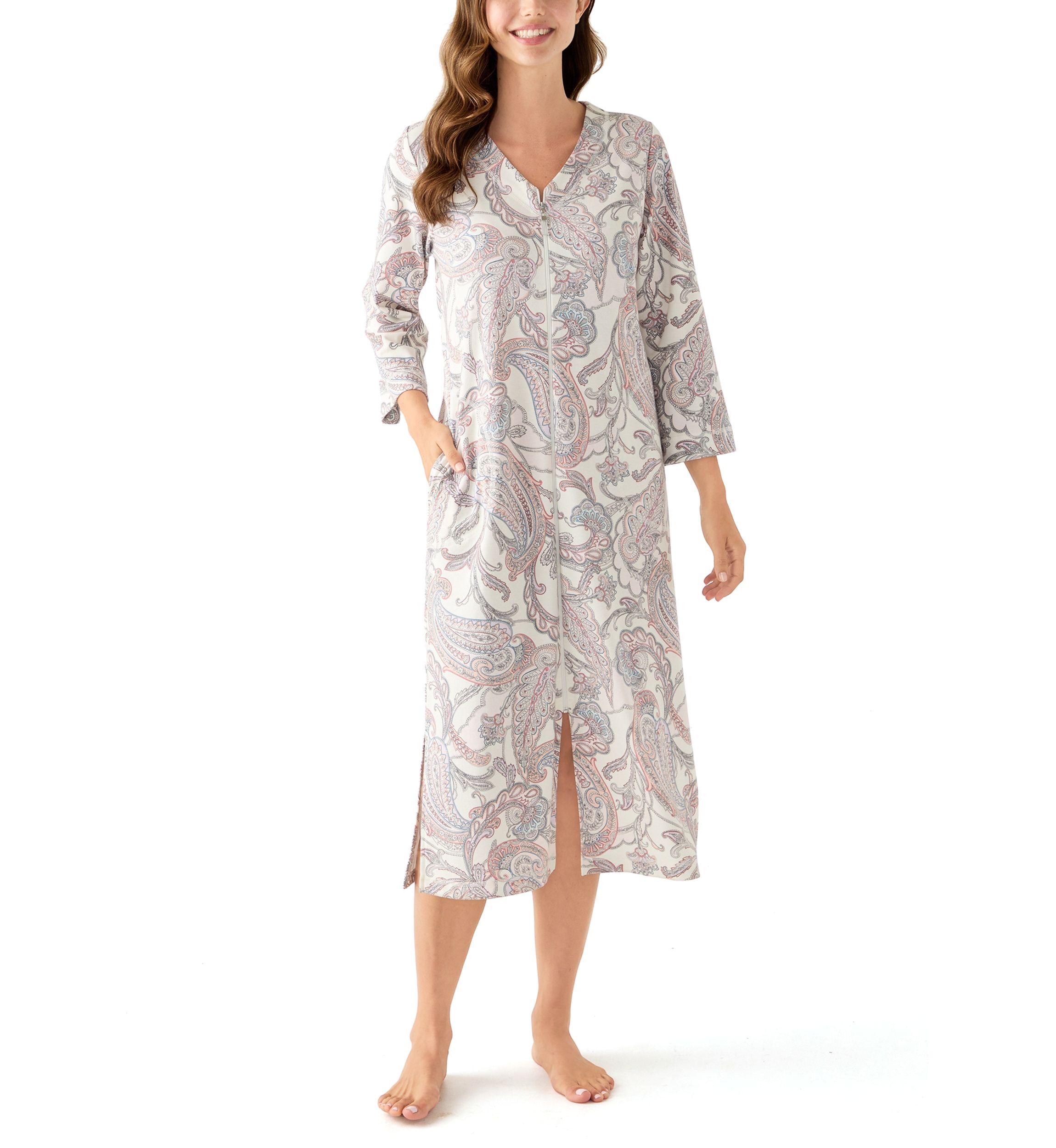 Womens Interlock Knit Long Robe