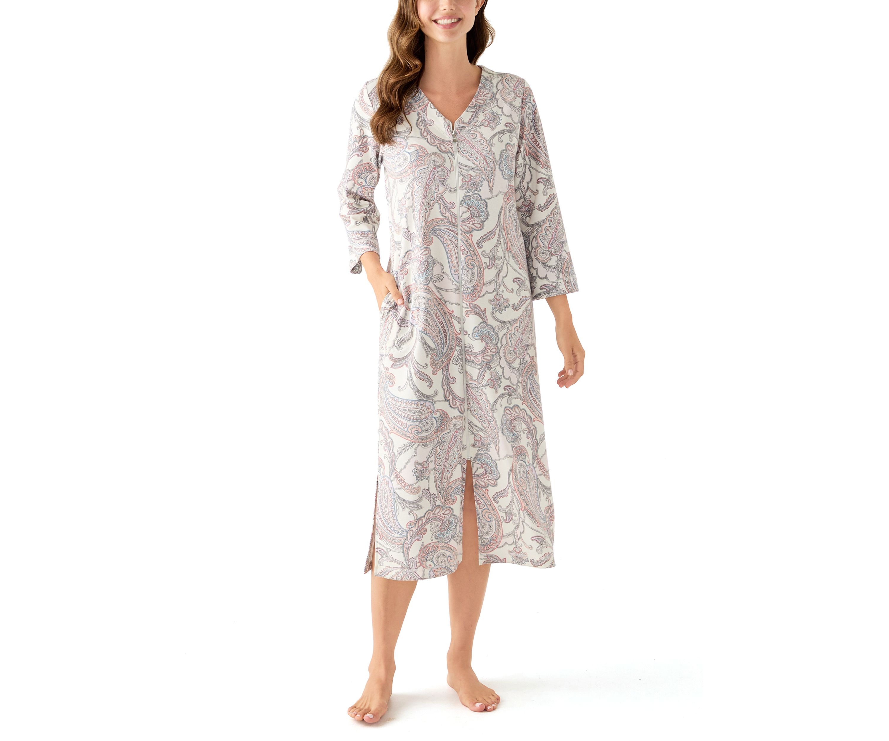 Womens Interlock Knit Long Robe